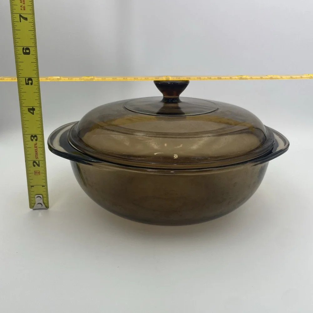 Vintage PYREX Amber Glass Round Casserole 1.5L‎ Baking Dish 023N With Lid 623C